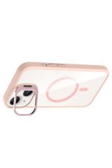 iPhone 14 Kılıf Standlı ve Kamera Lens Hediyeli M-Safe Şarj Özellikli BSAY Etro Kapak - Desert Titan