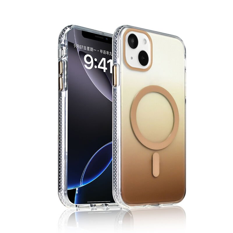 iPhone 15 Kılıf M-safe Şarj Özellikli Transparan Renk Geçişli Zore Toros Kılıf Siyah