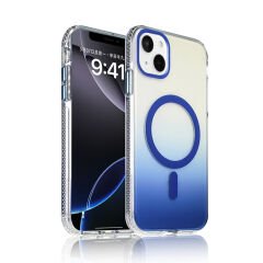 iPhone 15 Kılıf M-safe Şarj Özellikli Transparan Renk Geçişli Zore Toros Kılıf Siyah