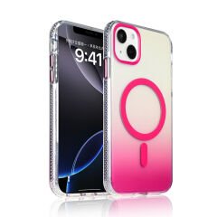 iPhone 15 Kılıf M-safe Şarj Özellikli Transparan Renk Geçişli Zore Toros Kılıf Mavi