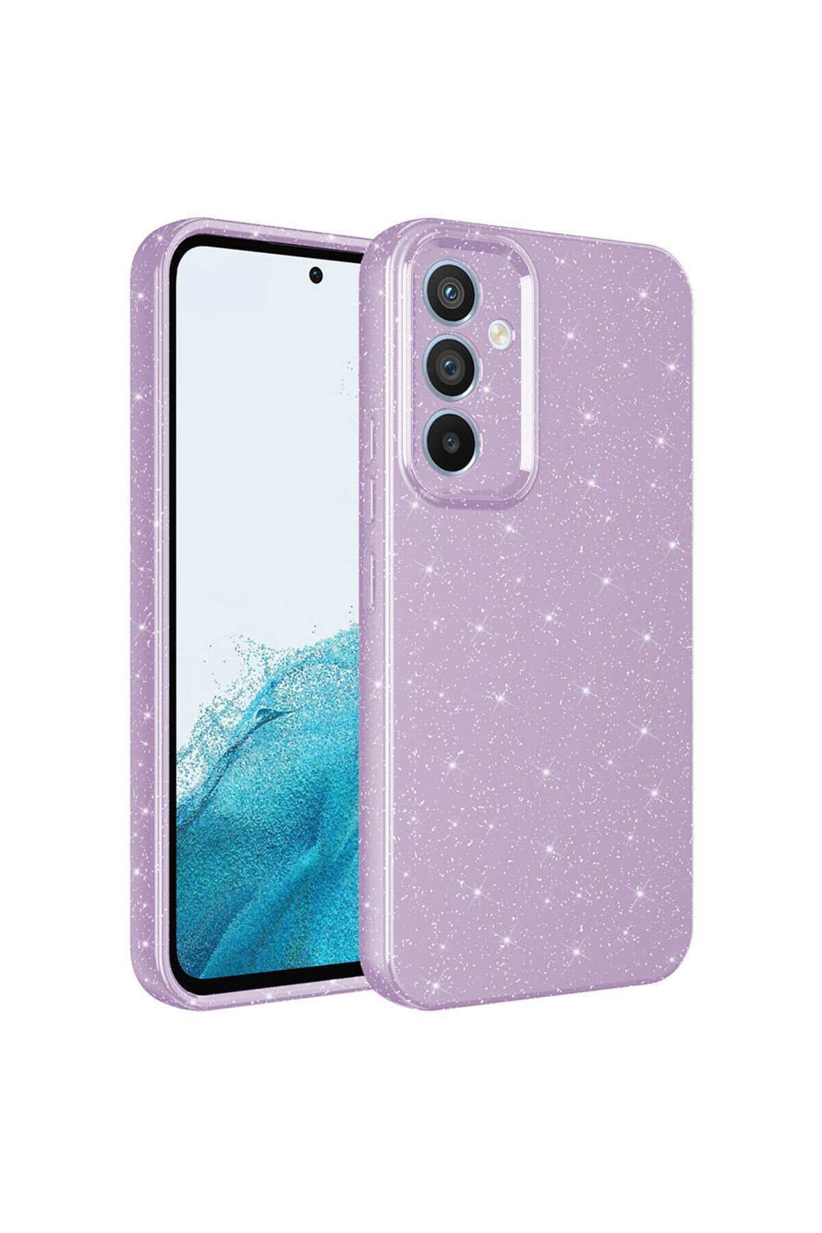 Galaxy A14 Kılıf Kamera Korumalı Simli Lüks BSAY Koton Kapak - Gümüş Gri