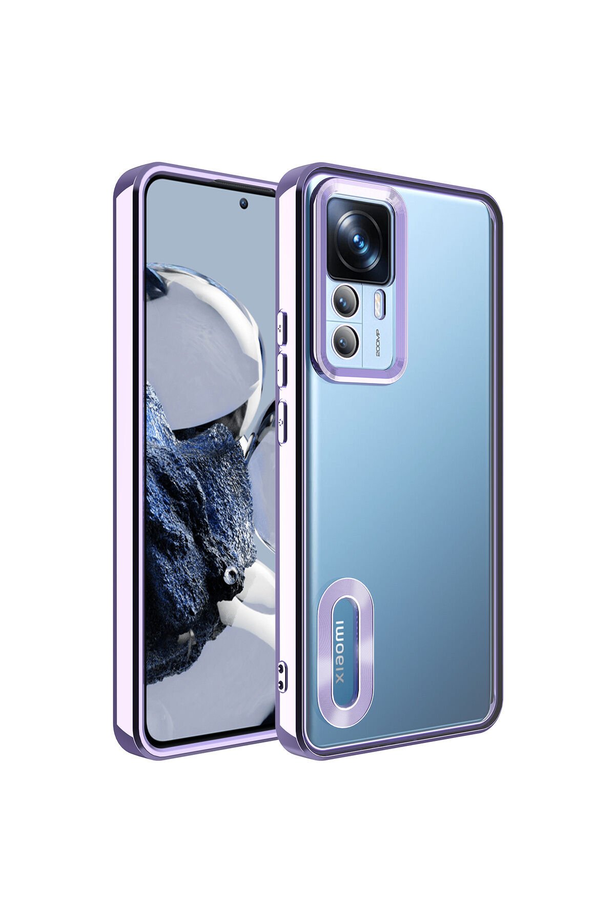 Mi 12T Pro Kılıf Kamera Korumalı Logo Gösteren BSAY Omega Kapak - Derin Mor Gold