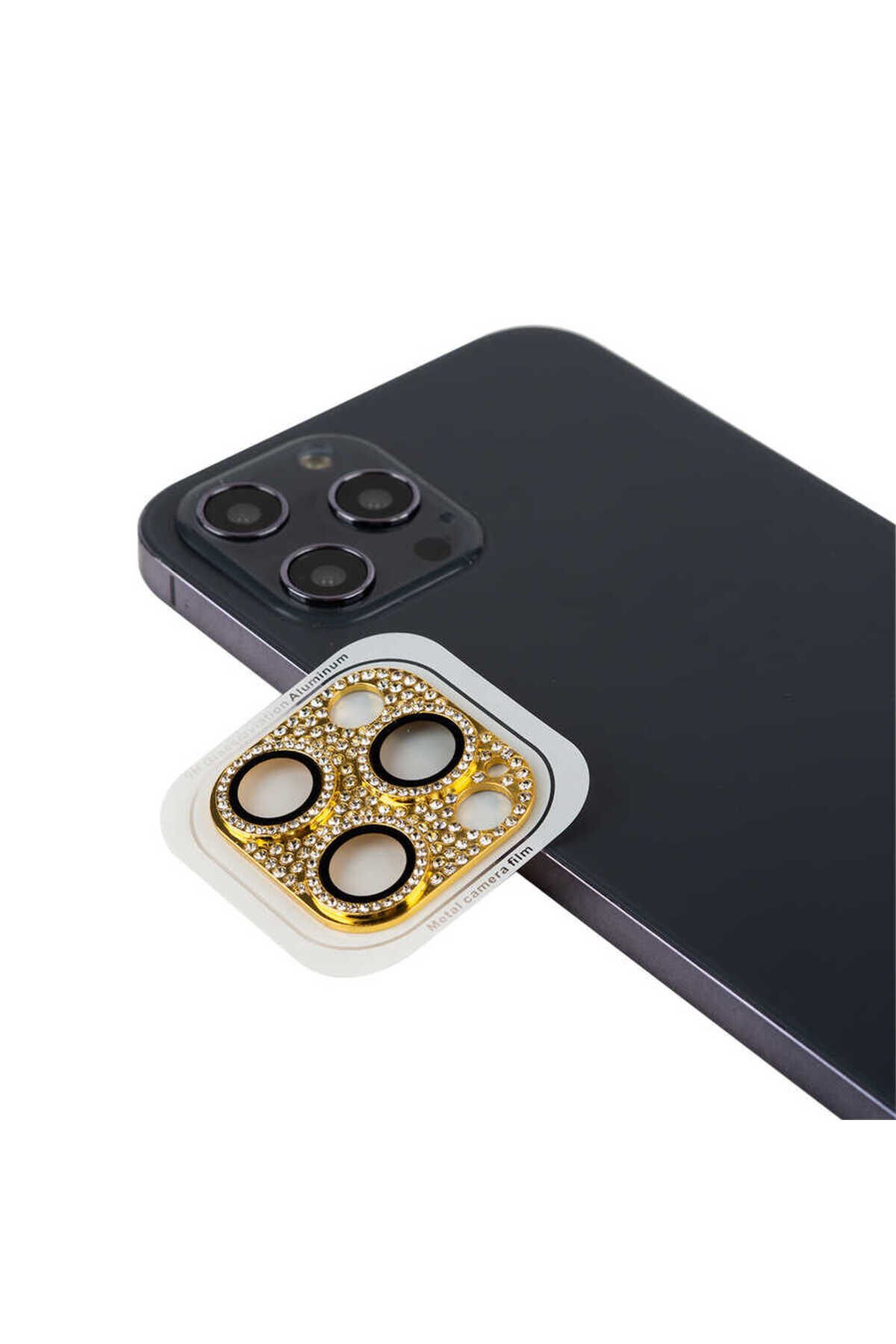 iPhone 12 Pro Max Uyumlu BSAY CL-08 Kamera Koruyucu-Siyah Gold