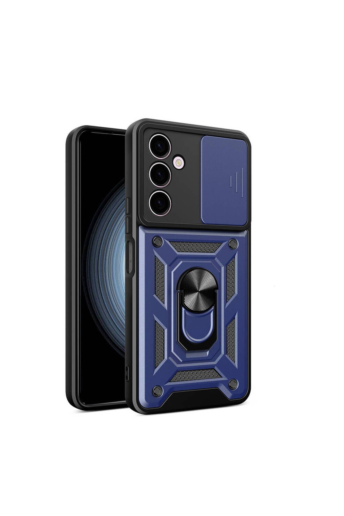 Galaxy A24 Kılıf Magnetik Standlı Kamera Korumalı BSAY Sürgülü Vega Kapak - Mavi Mavi