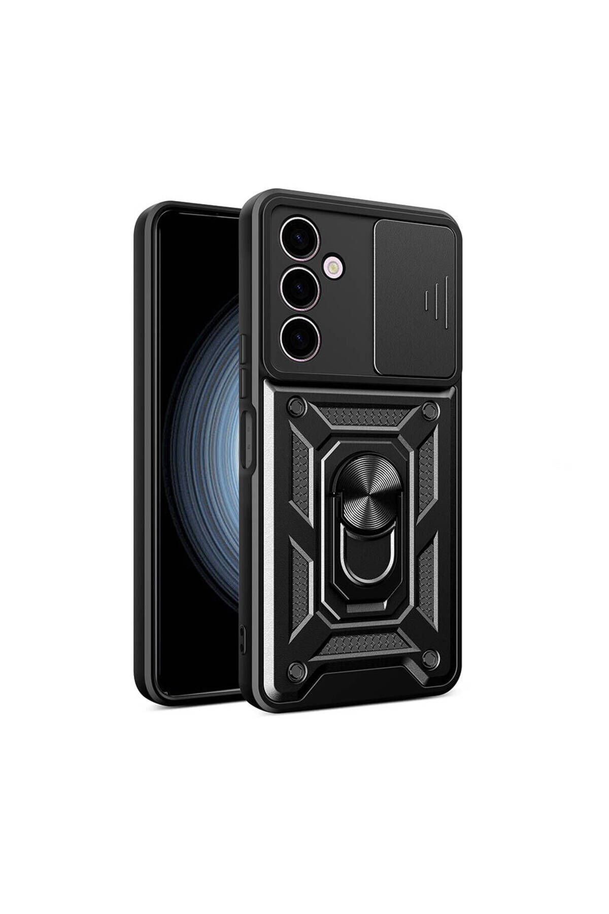 Galaxy A24 Kılıf Magnetik Standlı Kamera Korumalı BSAY Sürgülü Vega Kapak - Mavi Mavi