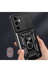 Galaxy A24 Kılıf Magnetik Standlı Kamera Korumalı BSAY Sürgülü Vega Kapak - Mavi Mavi