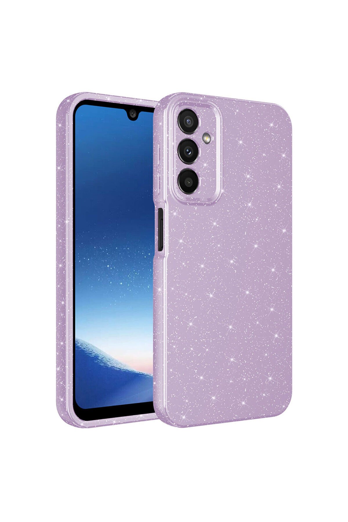 Galaxy A24 Kılıf Kamera Korumalı Simli Lüks BSAY Koton Kapak - Lila Lila