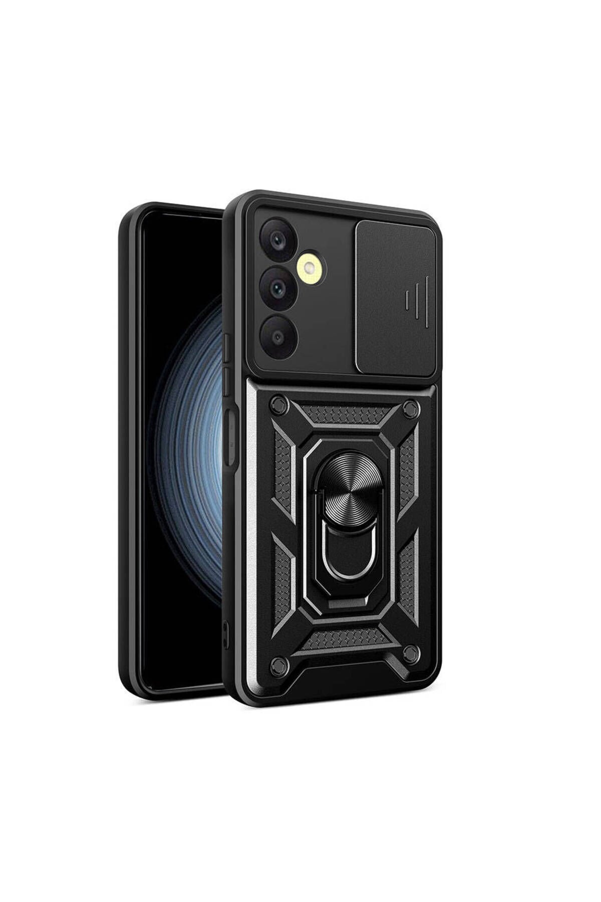 Galaxy A25 Kılıf Magnetik Standlı Kamera Korumalı SBT Sürgülü Vega Kapak - Siyah Siyah