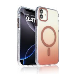 iPhone 11 Kılıf M-safe Şarj Özellikli Transparan Renk Geçişli Zore Toros Kılıf