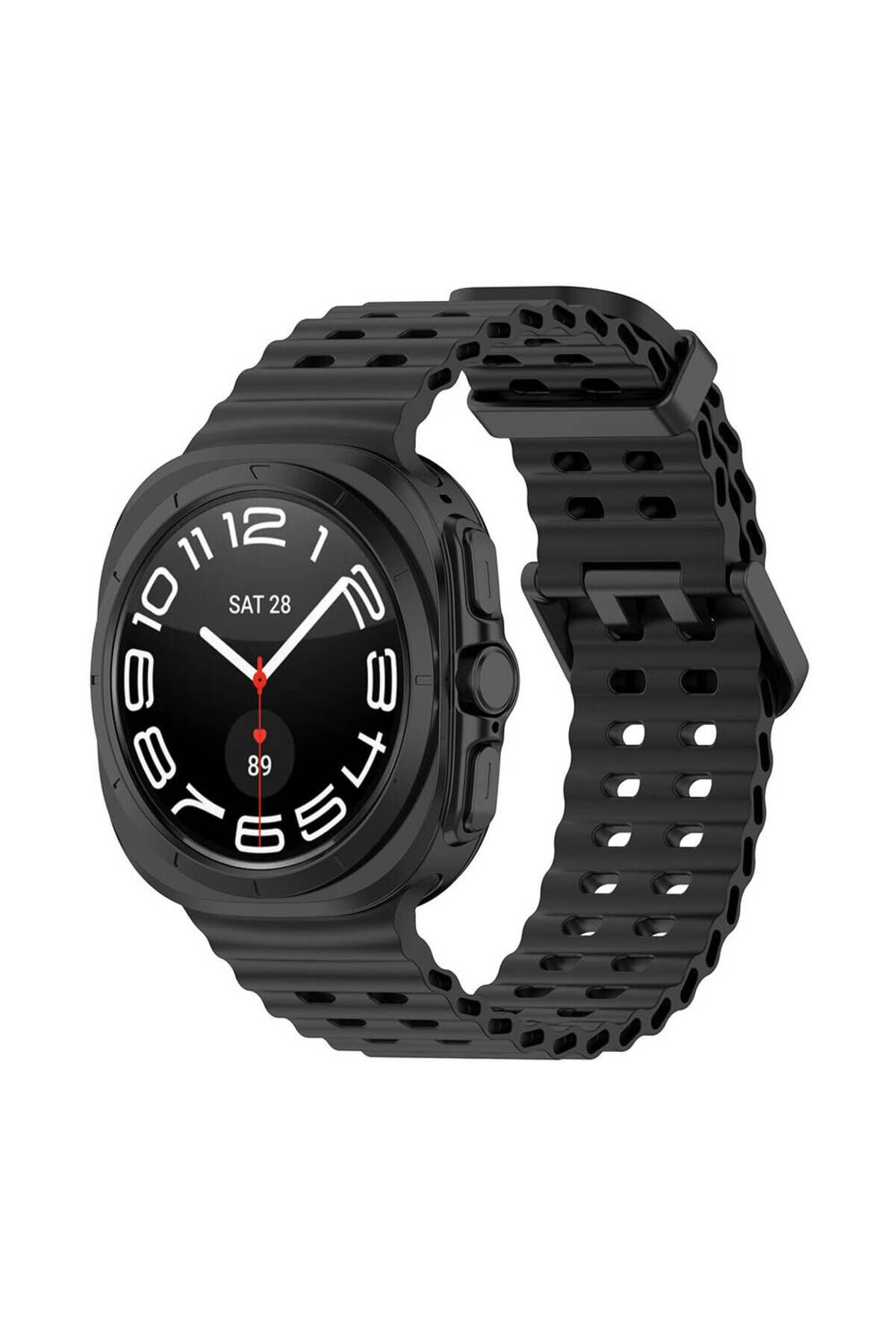 Galaxy Watch Ultra 47mm BSAY KRD-118 Tırtıklı Tasarım Silikon Kordon-Mavi Siyah