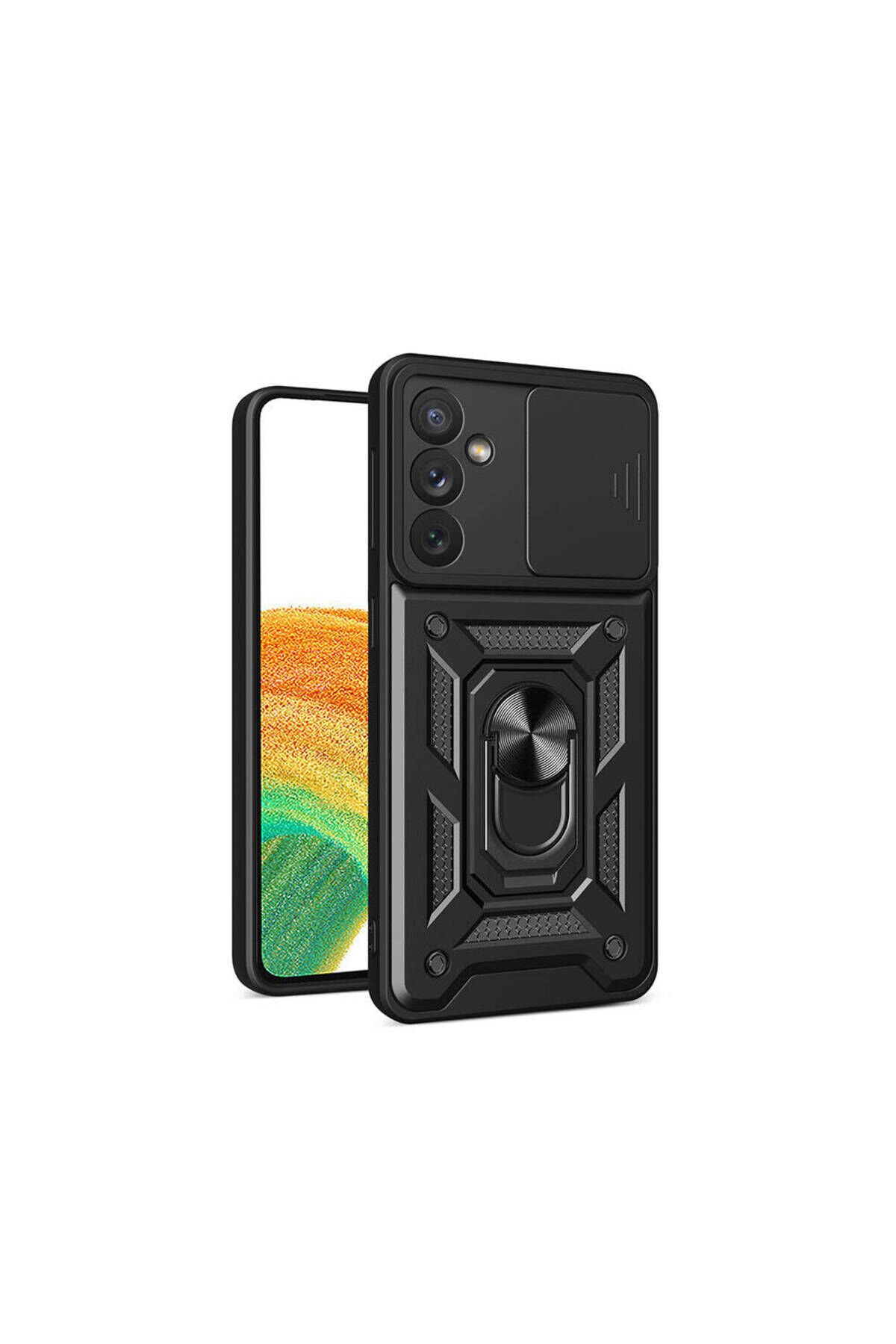 Galaxy A34 Kılıf Magnetik Standlı Kamera Korumalı BSAY Sürgülü Vega Kapak - Siyah Siyah