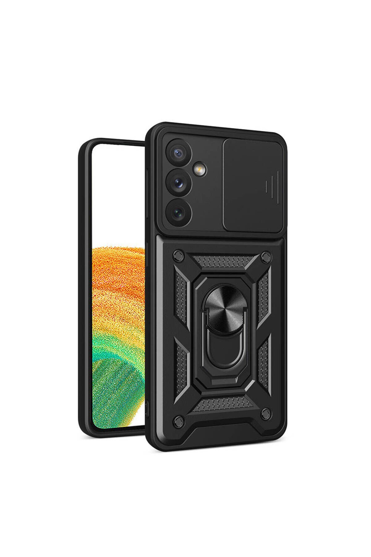 Galaxy A34 Kılıf Magnetik Standlı Kamera Korumalı BSAY Sürgülü Vega Kapak - Siyah Siyah