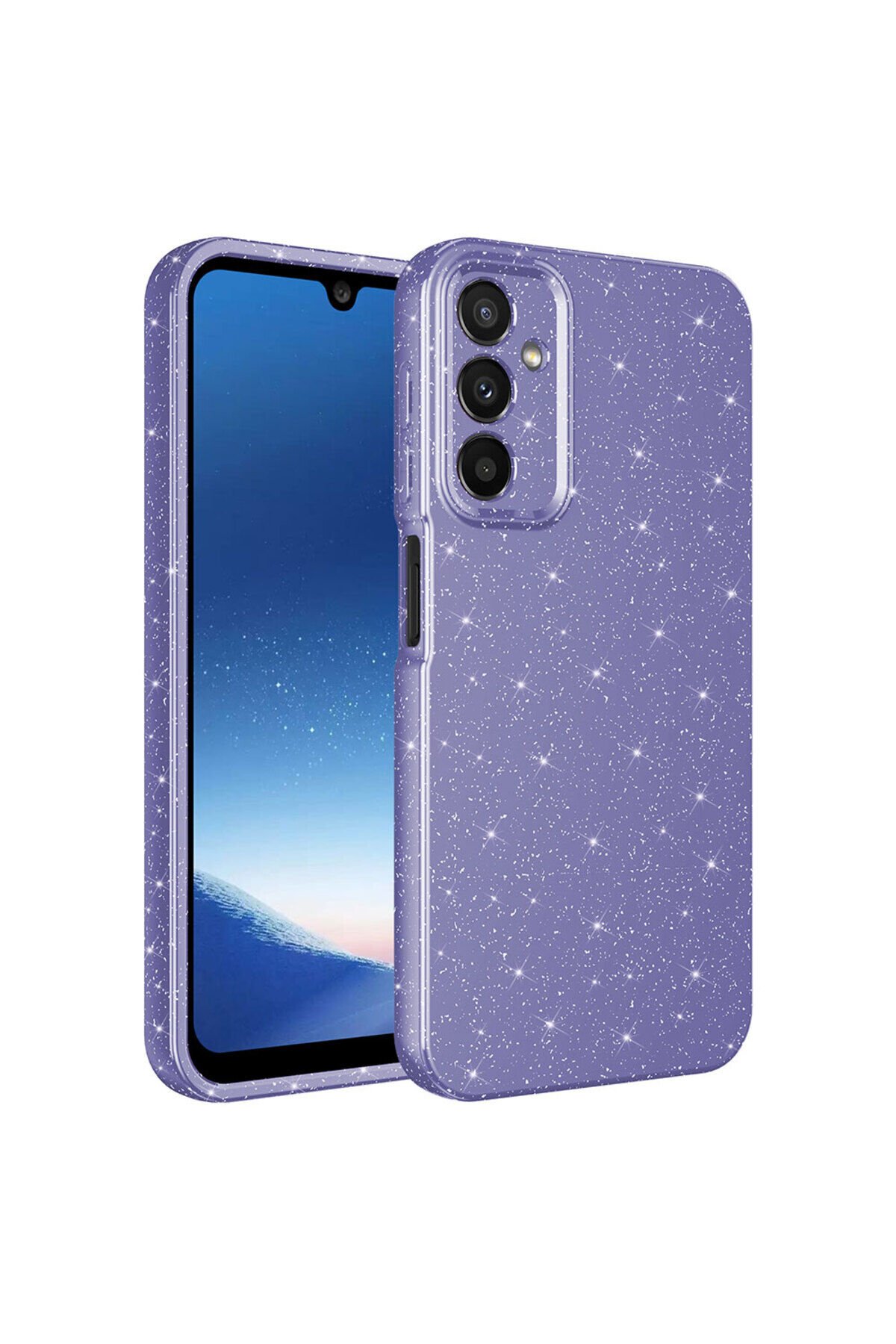 Galaxy A24 Kılıf Kamera Korumalı Simli Lüks BSAY Koton Kapak - Lila Mor