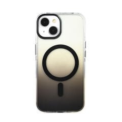 iPhone 11 Kılıf M-safe Şarj Özellikli Transparan Renk Geçişli Zore Toros Kılıf Mavi