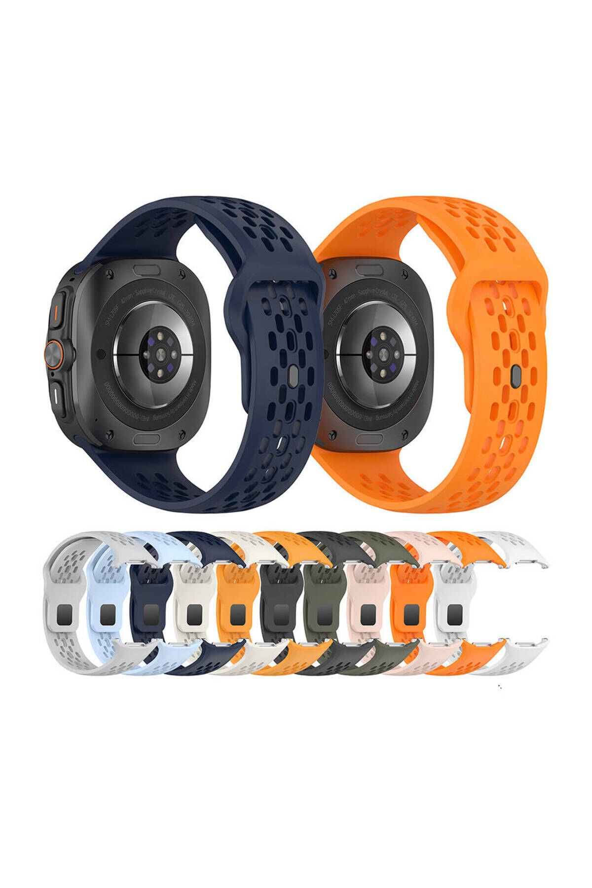 Galaxy Watch Ultra 47mm BSAY KRD-119 Delikli Tasarım Silikon Kordon-Beyaz Beyaz