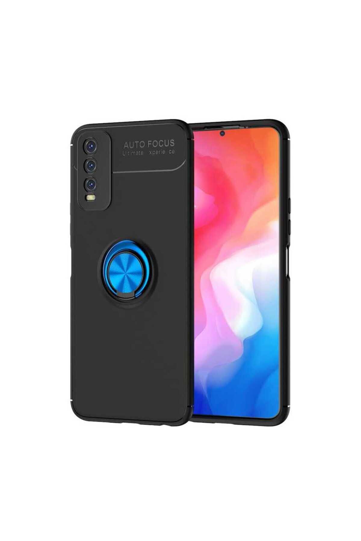Vivo Y11S Kılıf BSAY Ravel Silikon Kapak - Mavi Siyah-Mavi