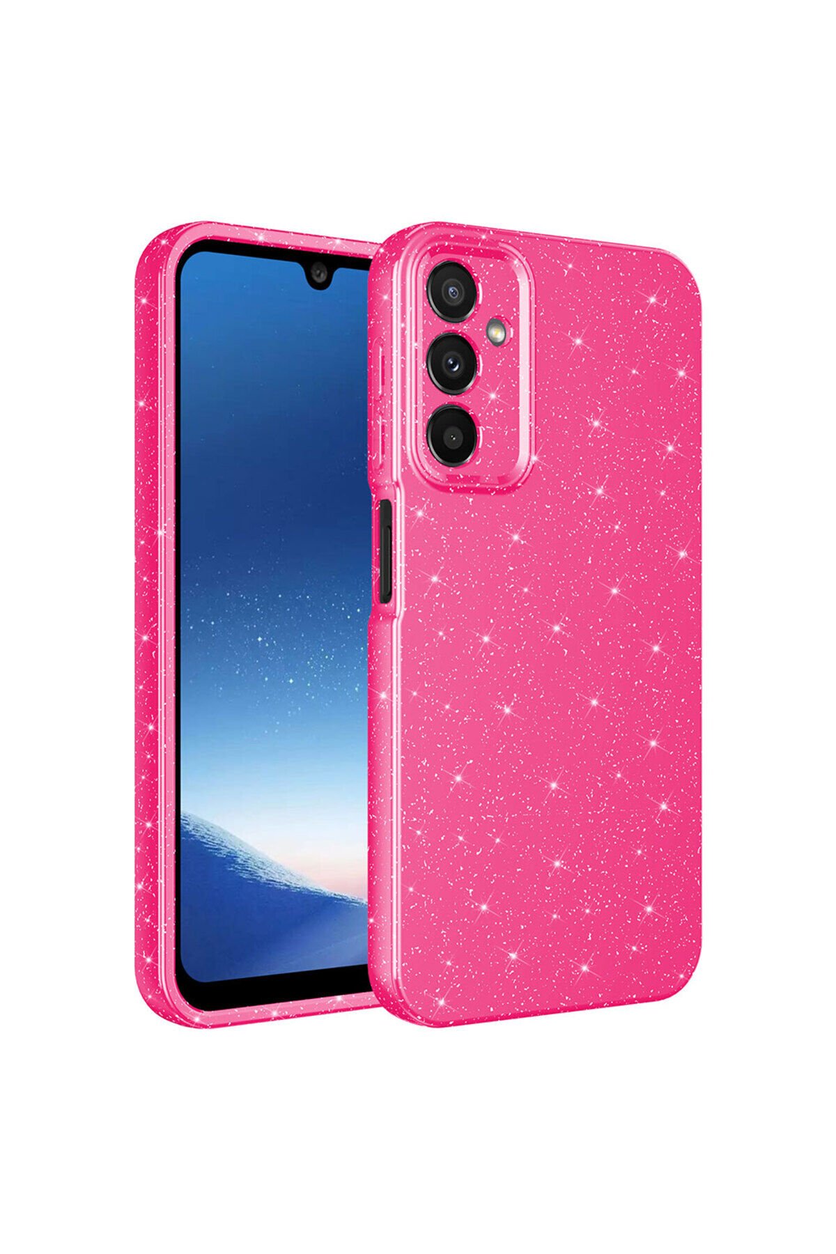 Galaxy A24 Kılıf Kamera Korumalı Simli Lüks BSAY Koton Kapak - Lila Gri