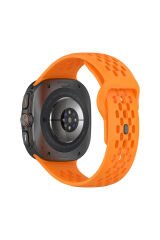 Galaxy Watch Ultra 47mm BSAY KRD-119 Delikli Tasarım Silikon Kordon-Beyaz Siyah