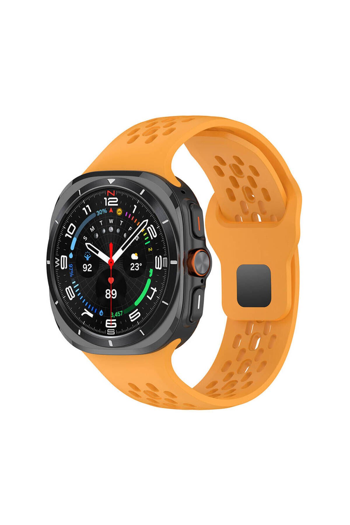 Galaxy Watch Ultra 47mm BSAY KRD-119 Delikli Tasarım Silikon Kordon-Beyaz Sarı