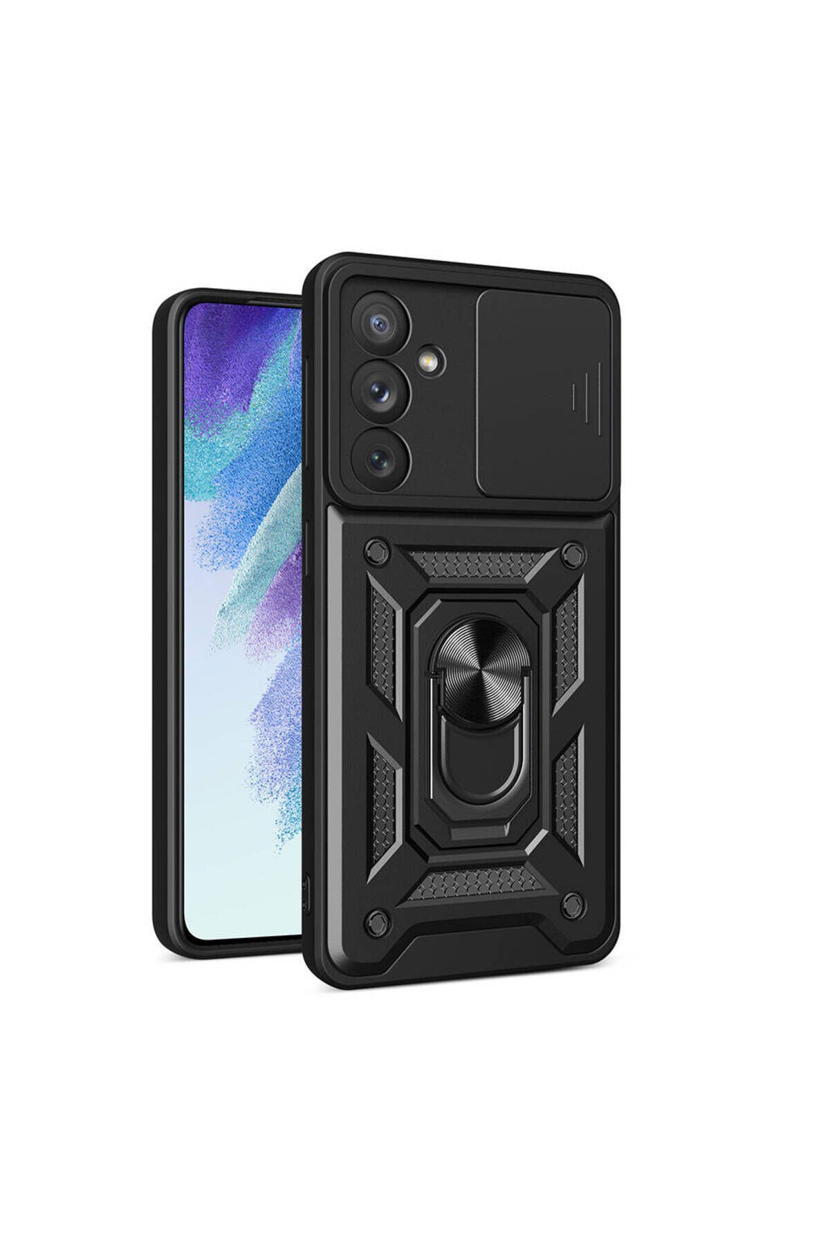 Galaxy A54 Kılıf Magnetik Standlı Kamera Korumalı BSAY Sürgülü Vega Kapak - Siyah Siyah