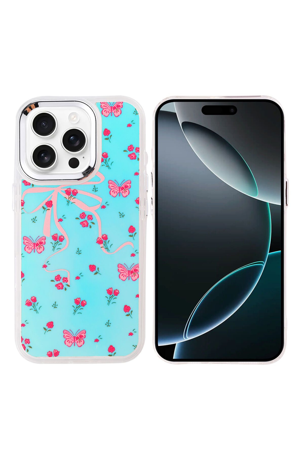 iPhone 16 Pro Kılıf Airbag Tasarımlı Zore Hadra Kapak - Kelebek Kelebek