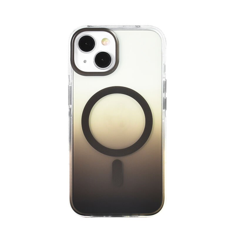 iPhone 11 Kılıf M-safe Şarj Özellikli Transparan Renk Geçişli Zore Toros Kılıf Gold