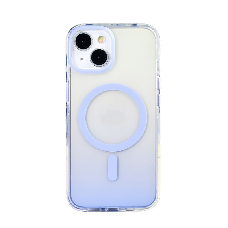 iPhone 11 Kılıf M-safe Şarj Özellikli Transparan Renk Geçişli Zore Toros Kılıf Lila