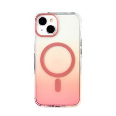 iPhone 11 Kılıf M-safe Şarj Özellikli Transparan Renk Geçişli Zore Toros Kılıf Lila