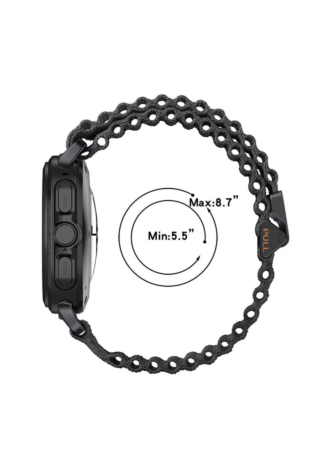 Galaxy Watch Ultra 47mm BSAY KRD-120 Naylon Kumaş Hasır Örgülü Kordon-Turuncu Yeşil