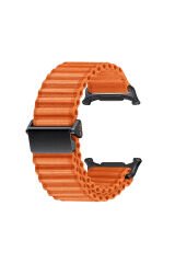 Galaxy Watch Ultra 47mm BSAY KRD-120 Naylon Kumaş Hasır Örgülü Kordon-Turuncu Yeşil