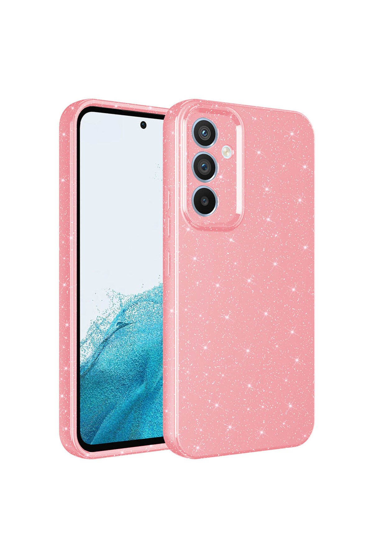 Galaxy A34 Kılıf Kamera Korumalı Simli Lüks BSAY Koton Kapak - Gri Gümüş