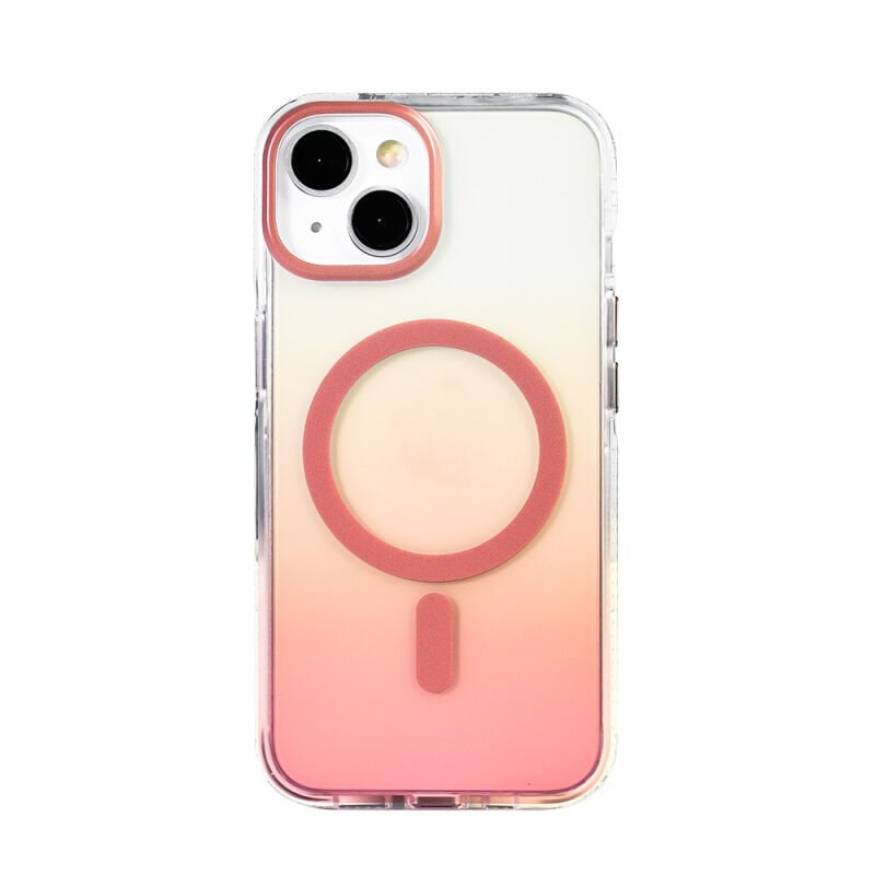 iPhone 11 Kılıf M-safe Şarj Özellikli Transparan Renk Geçişli Zore Toros Kılıf Rose Gold