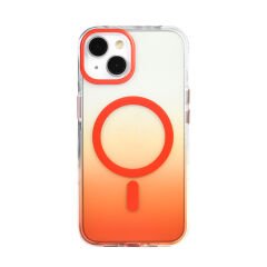 iPhone 11 Kılıf M-safe Şarj Özellikli Transparan Renk Geçişli Zore Toros Kılıf Rose Gold