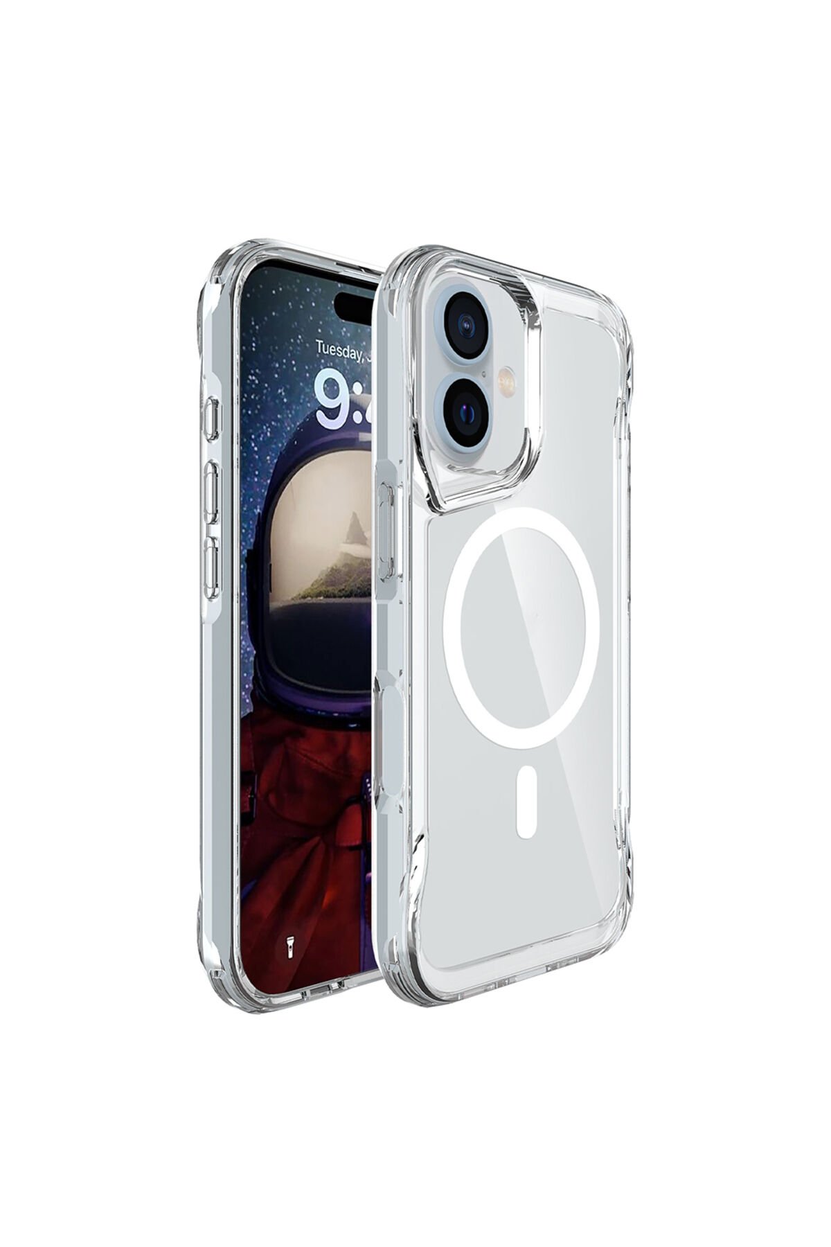 iPhone 17 Kılıf KLFK M-safe Şarj Özellikli T-Max M-safe Kapak - Şeffaf Şeffaf