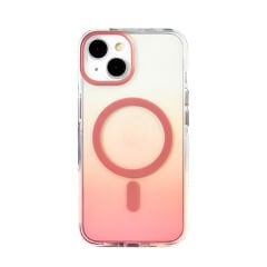 iPhone 14 Kılıf M-safe Şarj Özellikli Transparan Renk Geçişli Zore Toros Kılıf Mavi