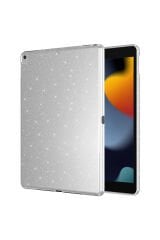 iPad 10.2 2021 (9.Nesil) Simli Parlak Görünümlü Uyumlu SBT Tablet Koton Kılıf-Gümüş Gümüş