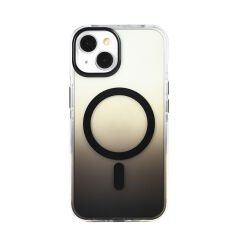 iPhone 14 Kılıf M-safe Şarj Özellikli Transparan Renk Geçişli Zore Toros Kılıf Turuncu