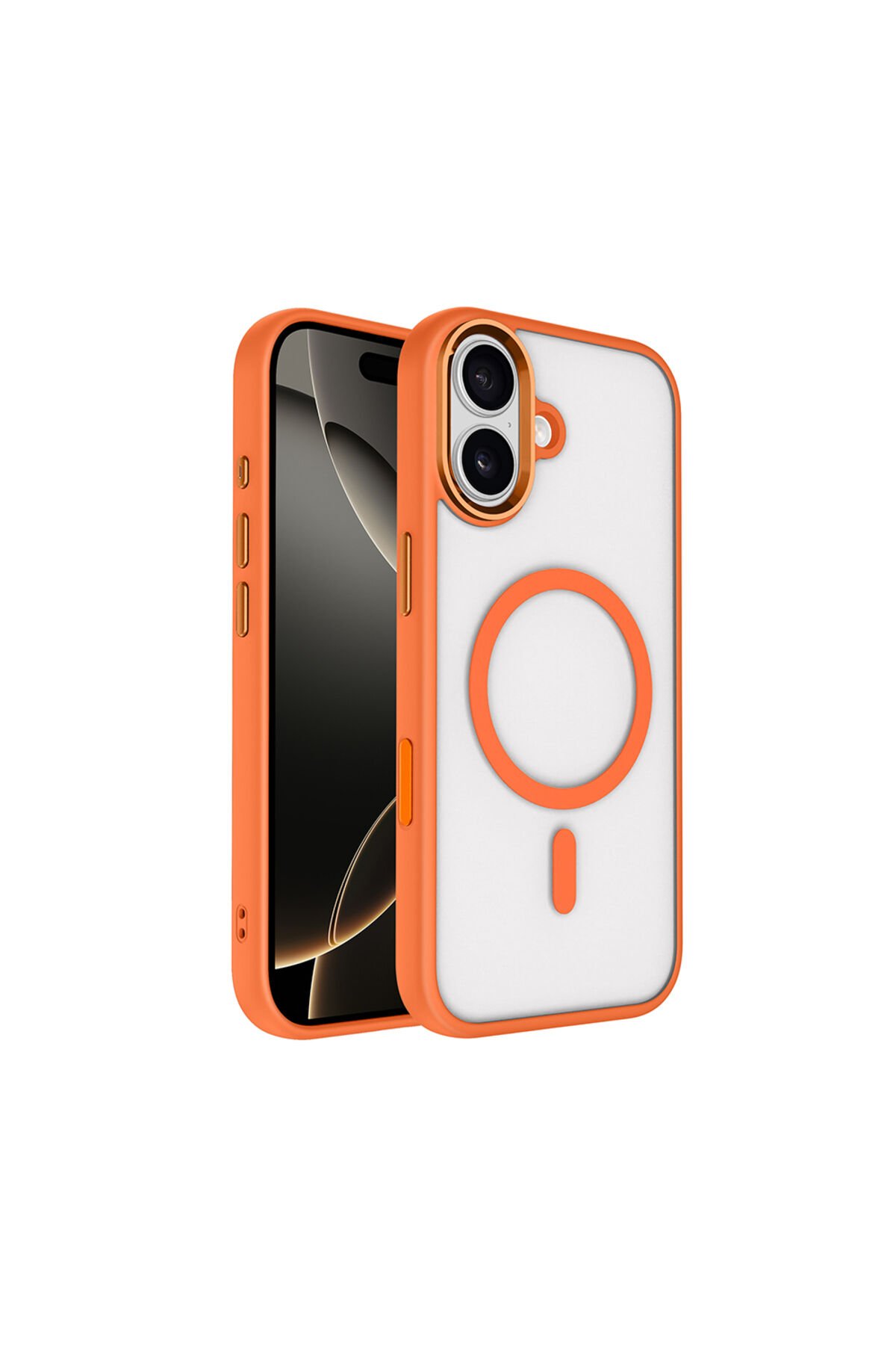 iPhone 17 Kılıf Wireless Şarj Özellikli ZPRB Krom M-safe Silikon Kapak - Desert Gold Altın