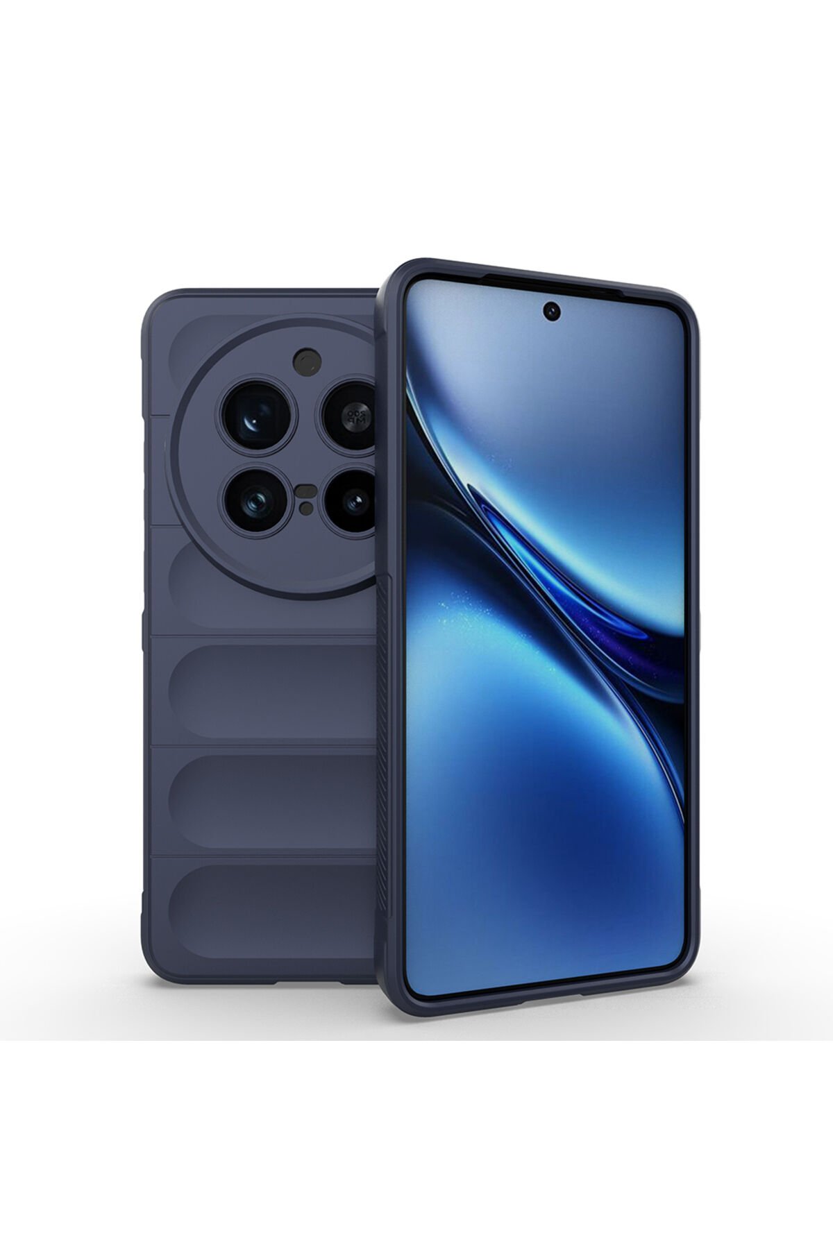 Vivo X200 Pro Kılıf Esnek TPU Oyuklu Arka Yüzey Tasarımlı BSAY Etnik Silikon Kapak - Siyah Lacivert