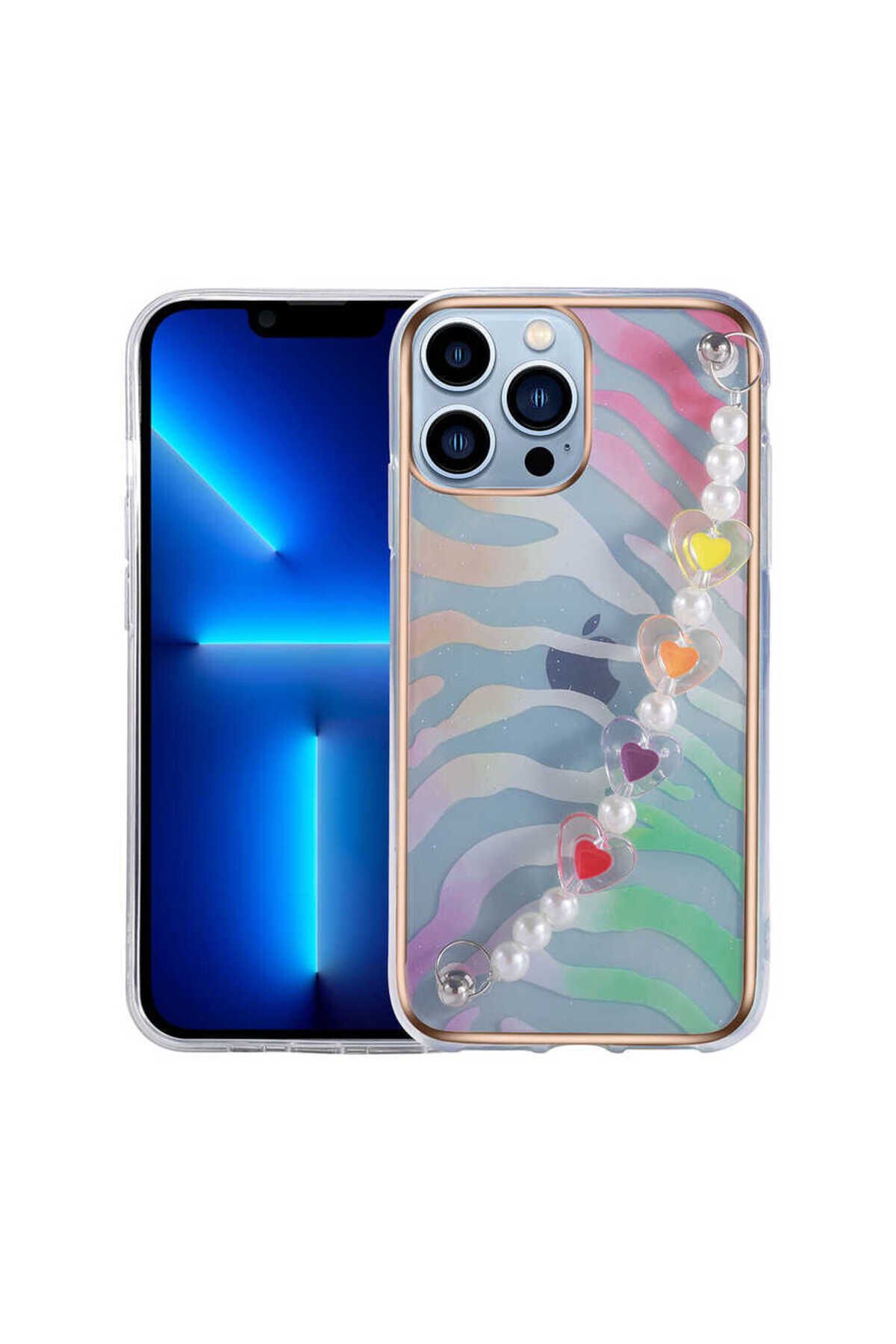 iPhone 13 Pro Max Uyumlu BSAY Pilla Kılıf-Pembe-Yeşil