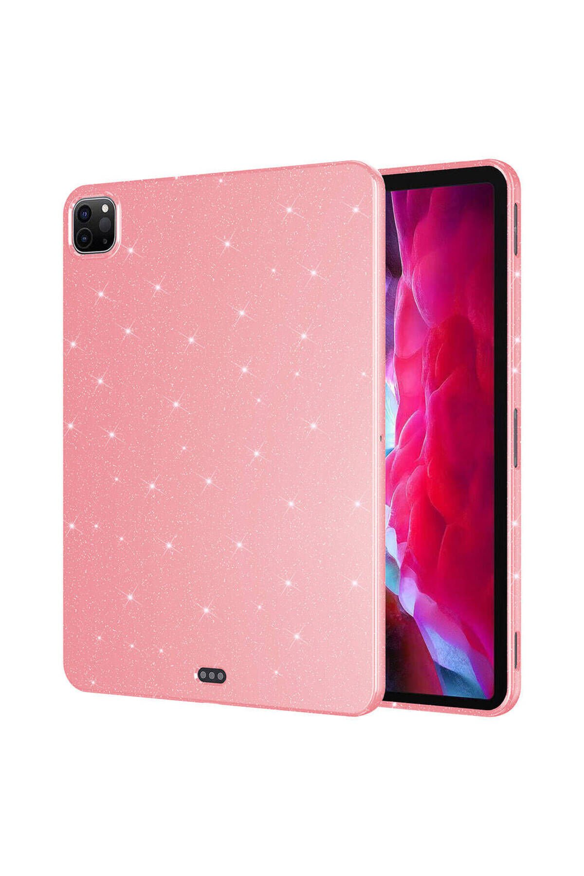 iPad Pro 11 2018 Simli Parlak Görünümlü Uyumlu SBT Tablet Koton Kılıf-Pembe Pembe