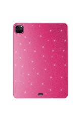 iPad Pro 11 2018 Simli Parlak Görünümlü Uyumlu SBT Tablet Koton Kılıf-Pembe Pembe Koyu