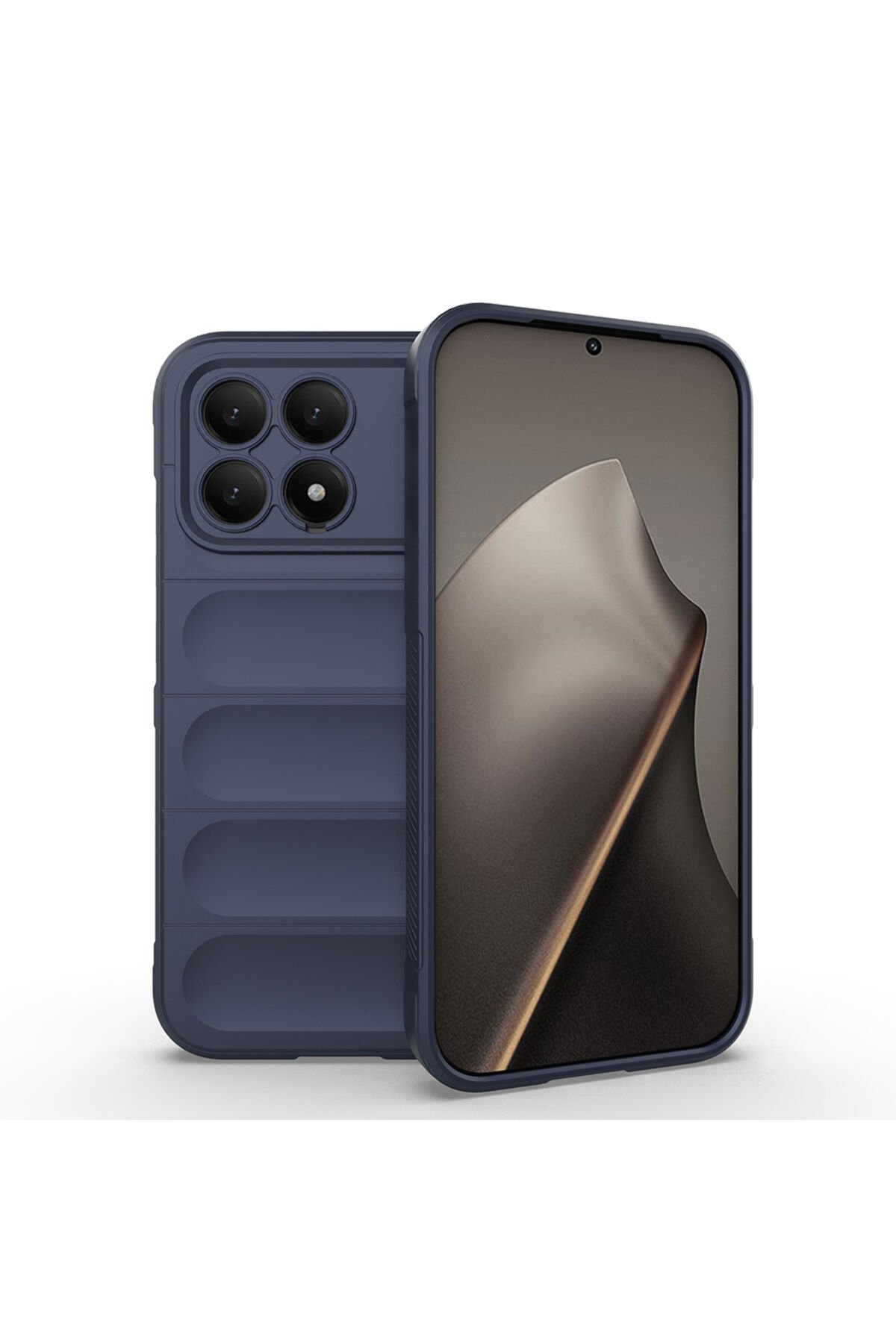 Poco F8 Pro Kılıf Esnek TPU Oyuklu Arka Yüzey Tasarımlı BSAY Etnik Silikon Kapak - Siyah Lacivert