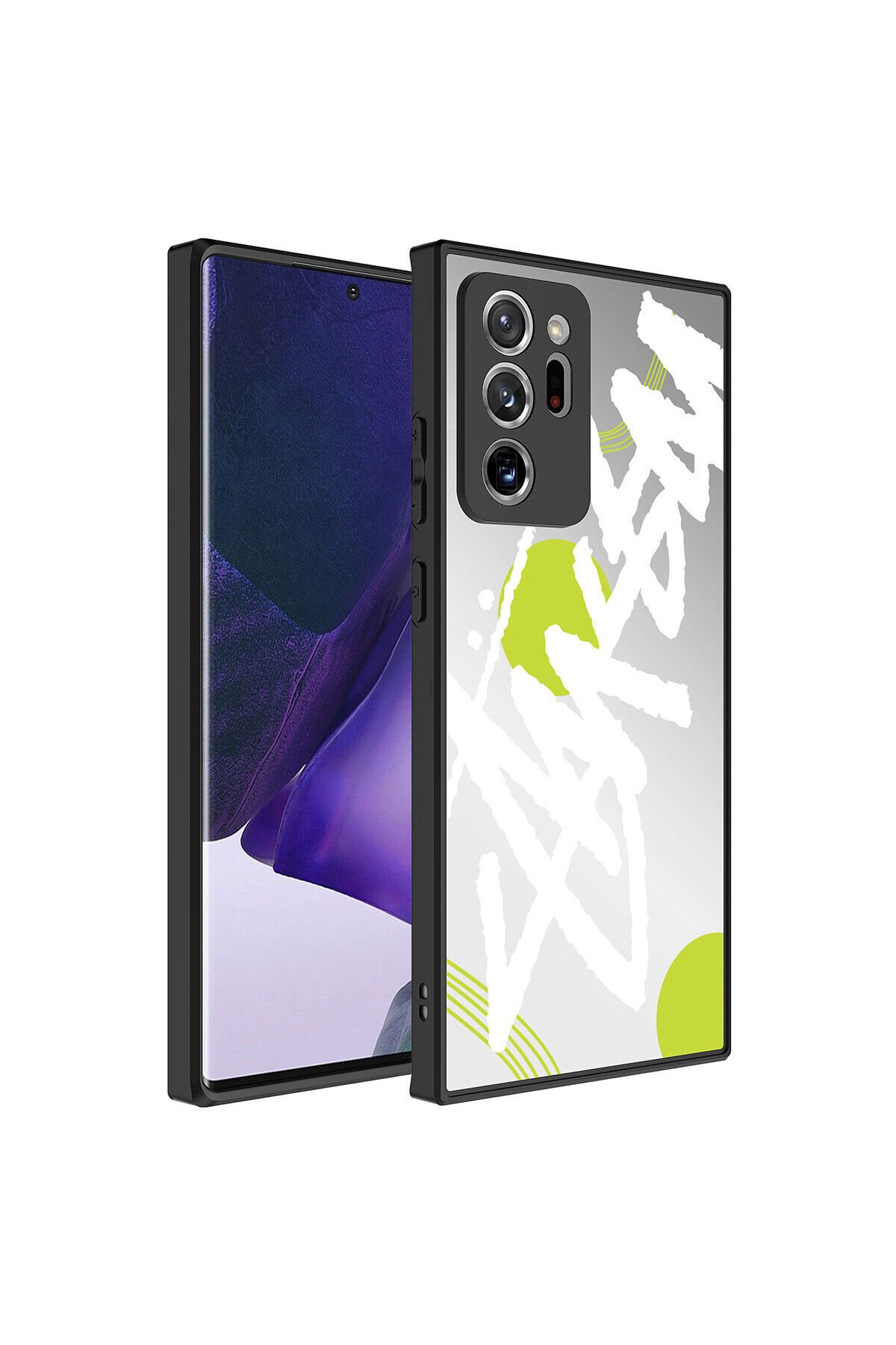 Galaxy Note 20 Ultra Uyumlu Aynalı Desenli Kamera Korumalı Parlak BSAY Mirror Kılıf-Yazı Yazı