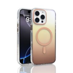 iPhone 16 Pro Max Kılıf M-safe Şarj Özellikli Transparan Renk Geçişli Zore Toros Kılıf Gri