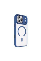 iPhone 17 Pro Kılıf Wireless Şarj Özellikli Krom M-safe Silikon Kapak - Gri Gri