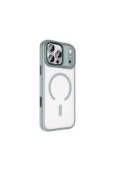 iPhone 17 Pro Kılıf Wireless Şarj Özellikli Krom M-safe Silikon Kapak - Desert Gold Altın