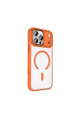 iPhone 17 Pro Kılıf Wireless Şarj Özellikli Krom M-safe Silikon Kapak - Desert Gold Altın