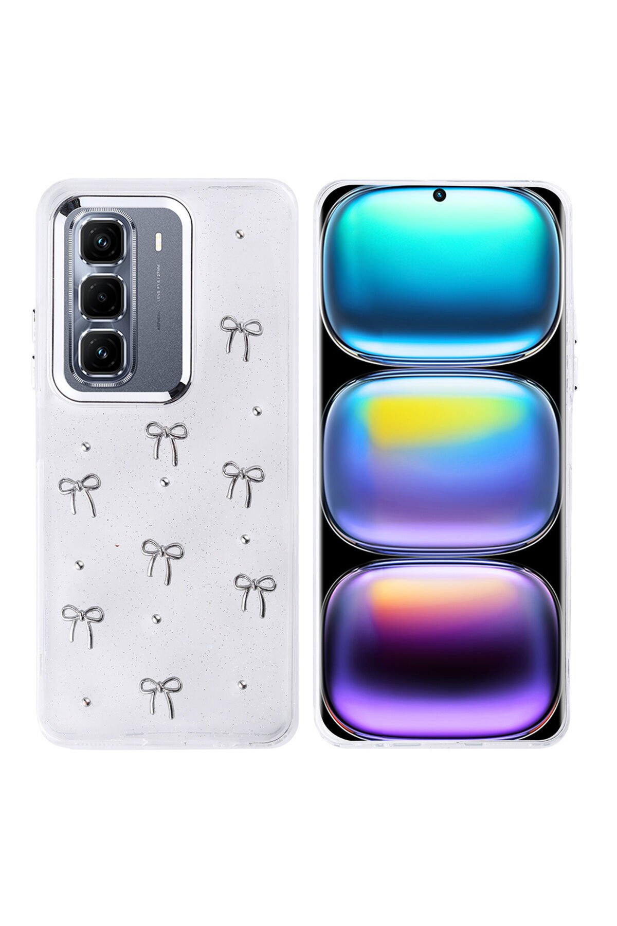 İnfinix Hot 50 Pro Plus 4G Kılıf Airbag Tasarımlı Simli Şeffaf BSAY Kutup Kapak - Lale Fiyonk