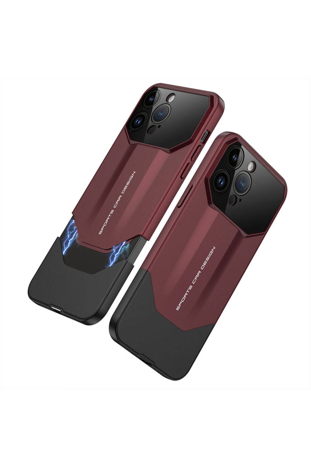 iPhone 14 Pro Max Kılıf Çift Parçalı BSAY Ays Pro İkili Kapak-Kırmızı-Siyah Kırmızı-Siyah